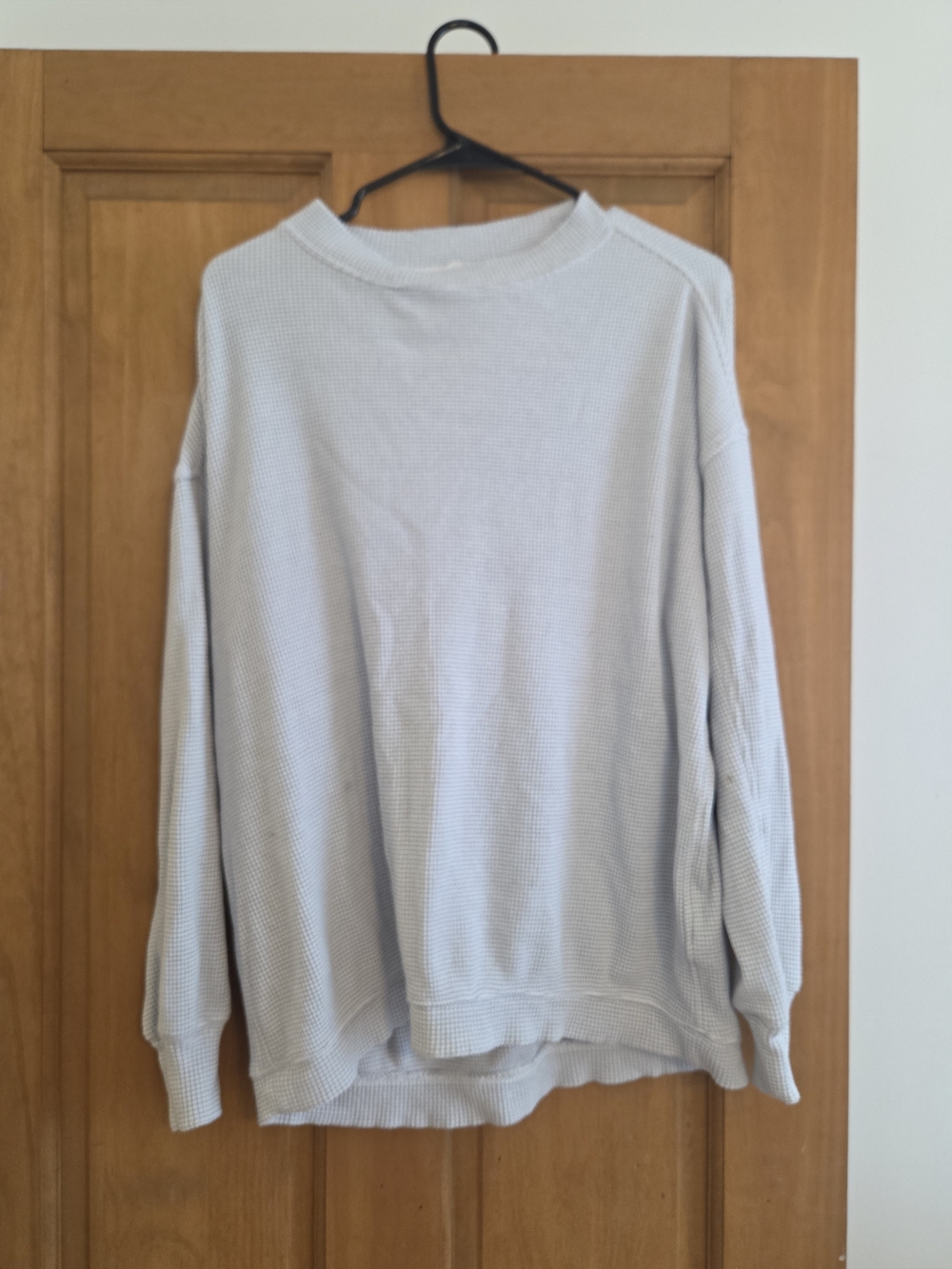 aerie Light Gray Crewneck Waffle Pullover Sweater